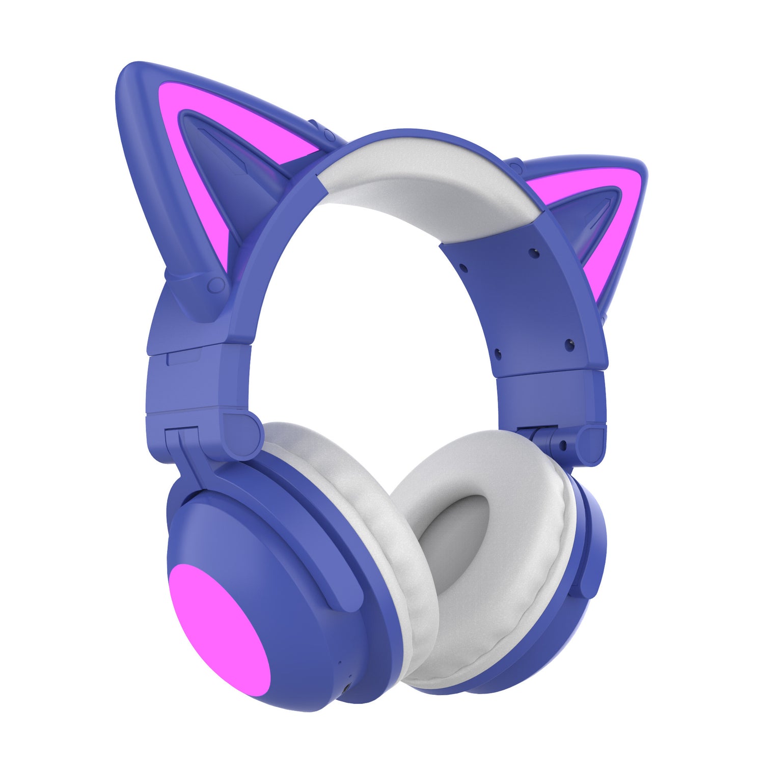 Casque Bluetooth à arceau lumineux avec oreilles de chat (angle pétale)