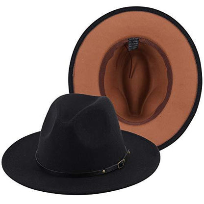 Chic Colorblock Fedora Hat (Noir / Café)