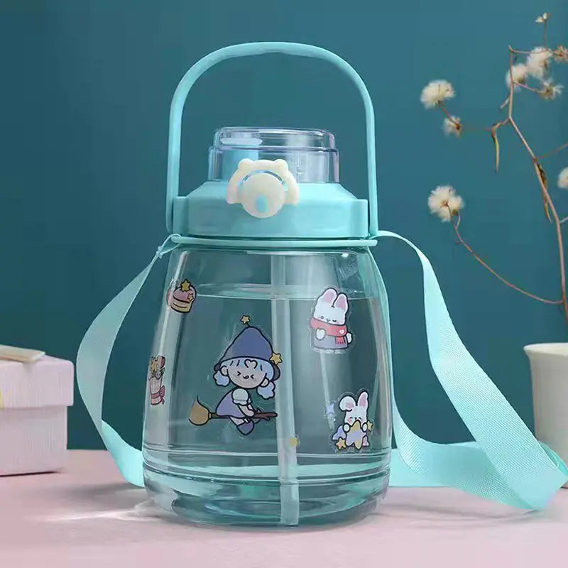 Gourde 1,3 L pour école – Design coloré avec sangle