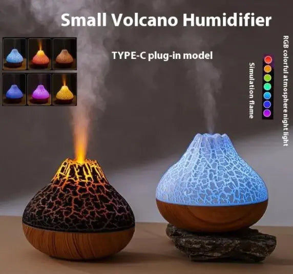 Humidificateur Volcan au design  en grain de bois.