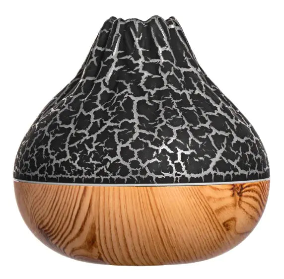 Humidificateur Volcan au design  en grain de bois.