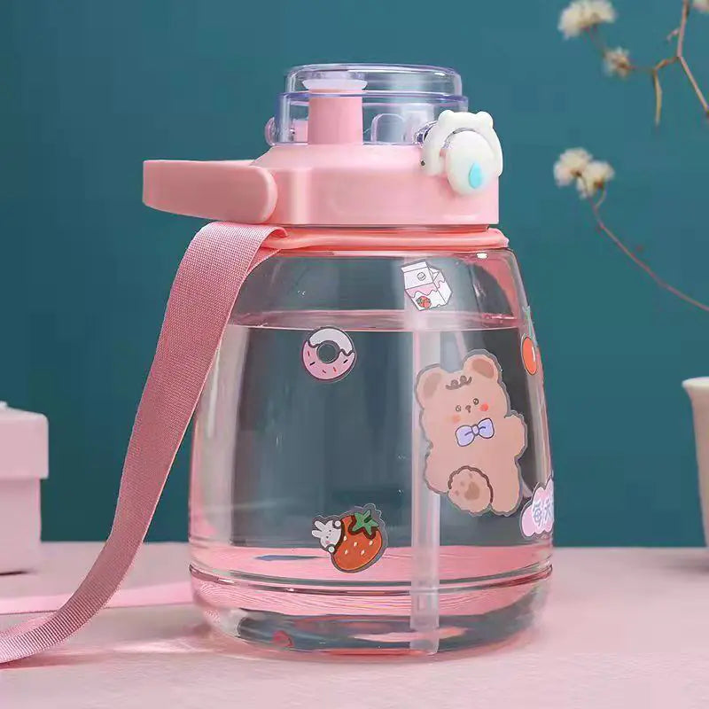 Gourde 1,3 L pour école – Design coloré avec sangle
