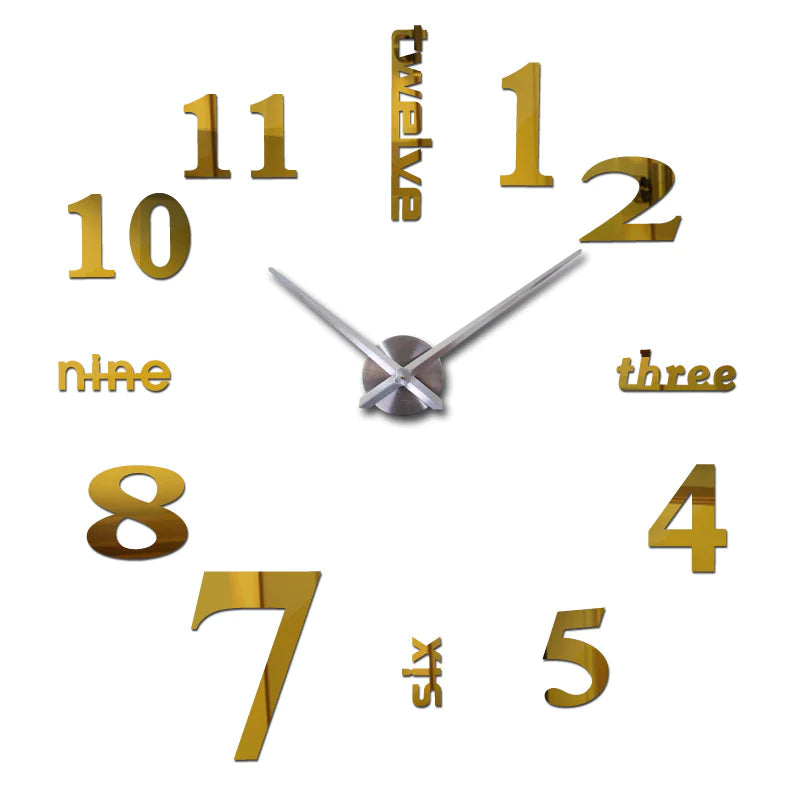 Horloge murale miroir en acrylique au design créatif